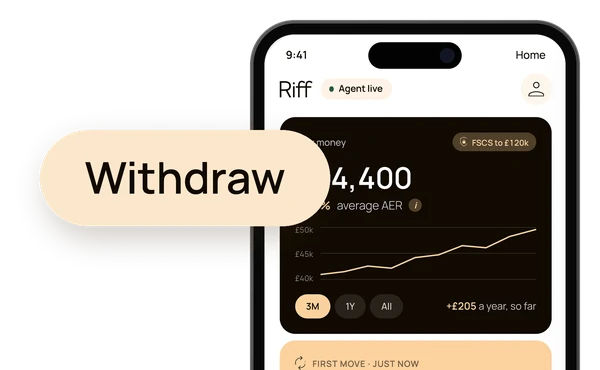 Riff app with a Withdraw button